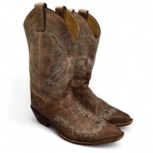 Justin Boots Brown Embroidered Western Boots